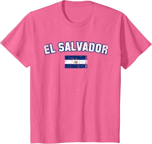 Vista 48 de EL SALVADOR Bandera Vintage Hombres Mujeres Niños Camiseta EL SALVADOR