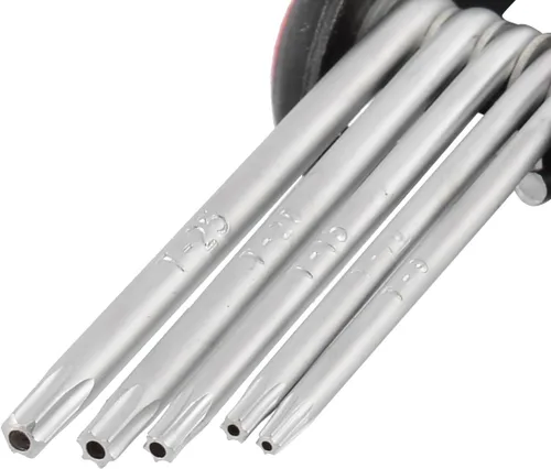 Vista 4 de uxcell Herramienta de reparación de llaves Torx Star de seguridad de extremo hueco plegable
