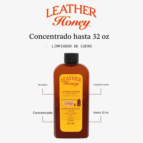 Vista 3 de Limpiador de piel de Leather Honey: el mejor limpiador de piel para vinilo y prendas de vestir, muebles, auto, interior, zapatos y accesorios. La