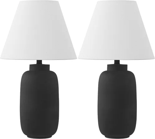 Vista 8 de JONATHAN Y JYL5603A-SET2 - Juego de 2 lámparas de mesa modernas con tarro de jengibre negro mate de 24.5 pulgadas para dormitorio, lámparas