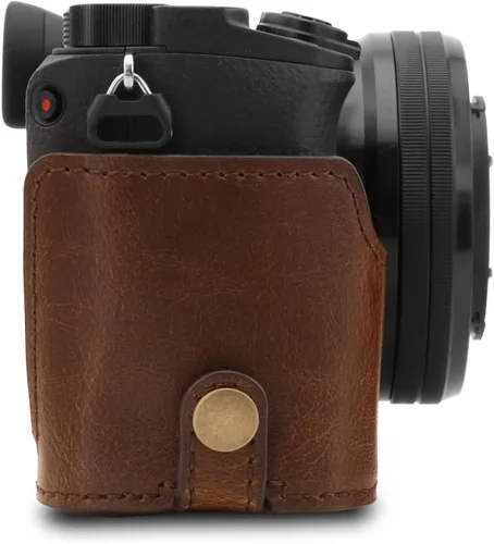 Vista 9 de MegaGear MG1652 Ever Ready Funda de cuero para cámara Compatible con Sony Alpha A6100, A6400 (16-50mm) - Marrón