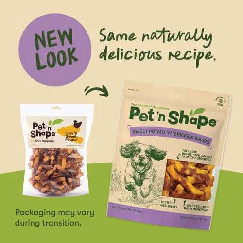 Vista 3 de Pet 'n Shape Sweet Potato Chews – Golosinas naturales de batata envuelta en pollo para perros - 42 onzas
