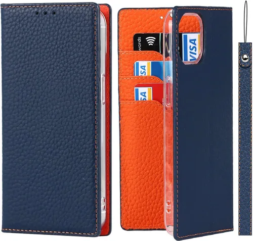 Vista 20 de iCoverCase Funda tipo cartera compatible con iPhone 13 Pro Max con tarjetero y correa para la muñeca, bloqueo RFID, funda magnética para teléfono