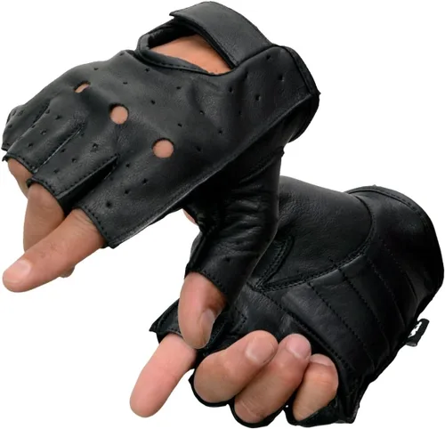 Vista 15 de Guantes Milwaukee Leather para hombre sin dedos para motocicleta Comodidad acolchada; alivio de vibración; bordado de llama