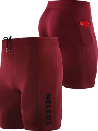 Vista 4 de NELEUS Paquete de 3 pantalones cortos de compresión para correr con bolsillos para hombre