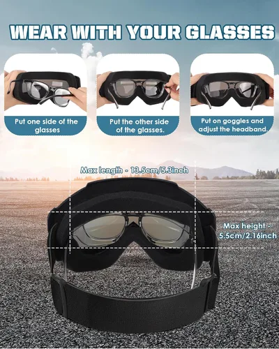 Vista 3 de OXG - Gafas de motocicleta - Gafas ATV y de moto de cross con lente UV400 a prueba de polvo para adultos y jóvenes