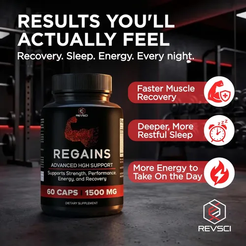 Vista 4 de Suplementos HGH para hombres y mujeres - REGAINS paquete de inicio, péptidos anabólicos para el crecimiento muscular, recuperación muscular