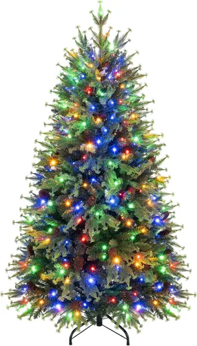 Vista 15 de Goplus Árbol de Navidad de abeto artificial preiluminado de 4.5 pies con Rosa
