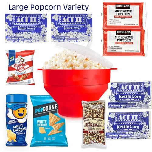 Vista 5 de AMANTE DE LAS PALOMITAS Cesta de regalo para noche de películas paquete de cuidado - para familia o regalo de cumpleaños variedad de aperitivos