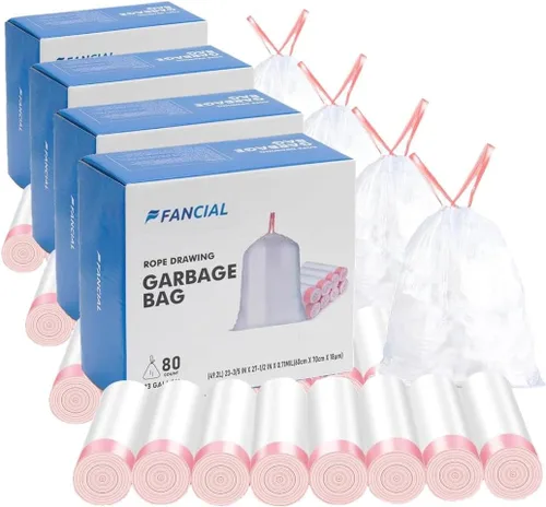 Vista 7 de Fancial Bolsas de basura altas ultra fuertes para cocina, blancas, 13 galones, 80