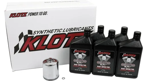 Vista 3 de Kit de cambio de aceite de motor Klotz de 4 cuartos de galón 20W/50 sintético para Evolution Big Twin 1984-1999 - Kit básico