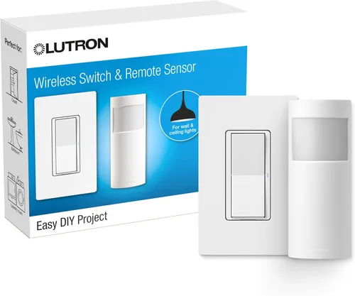 Vista 20 de Lutron Maestro Interruptor de luz con sensor de movimiento y placa de pared para baño, garaje, lavandería, cualquier bombilla, sensor de ocupación
