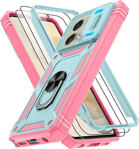 Vista 172 de Gritup Funda para Google Pixel 6 con cubierta deslizante para cámara y protector de pantalla (2 unidades), soporte de anillo giratorio 360°, funda