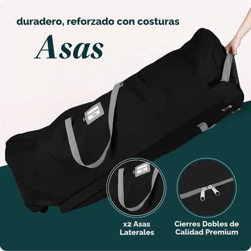 Vista 6 de Handy Laundry - Bolsa de Almacenamiento con Ruedas para Árbol - Para Árbol de Navidad Artificial de 7.5 Pies, Bolsa con Cremallera, Asas de Negro