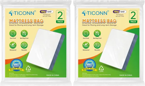 Vista 36 de TICONN 1 bolsa de colchón de plástico para almacenamiento de mudanzas, funda protectora de colchón impermeable, suministros de mudanza de colchones