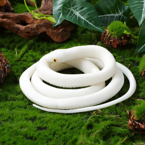 Vista 8 de TOYANDONA Serpiente de goma realista serpiente de goma de juguete blanco falso realista serpiente juguetes educativos para niños broma prop