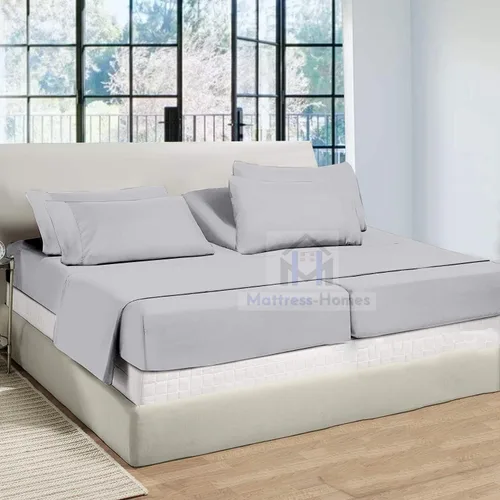 Vista 9 de Juego de sábanas divididas tamaño Queen para cama ajustable, juego de sábanas divididas de 5 piezas para cama Queen dividida de 600 hilos, 100%