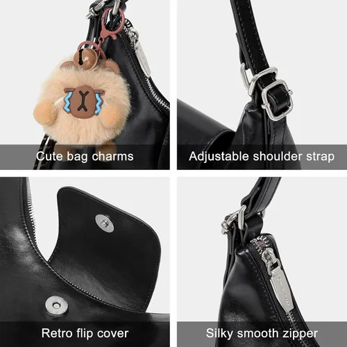 Vista 7 de Bolso de hombro para mujer, bolso de mano de cuero estético, bolsa de mensajero linda mochila Hobo para el trabajo