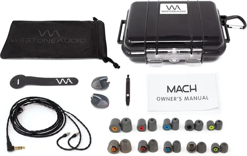 Vista 12 de Westone Audio IEM universal MACH 50 IEM de 3 vías, 5 controladores, gris, negro
