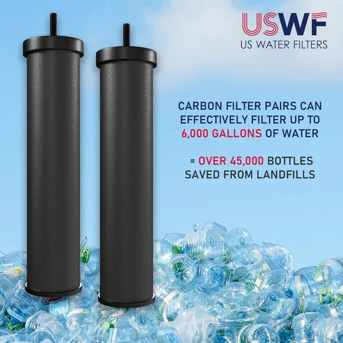 Vista 6 de USWF - Sistema de filtro de agua alimentado por gravedad, acero inoxidable de 2.25 galones, con 2 filtros de carbono, portátil con espiga de vidrio