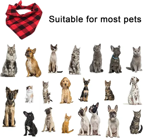 Vista 6 de Bandanas para perros – 2 piezas de bufanda clásica triangular a cuadros para perro, pajarita, juego de pañuelos lavables para perros pequeños a
