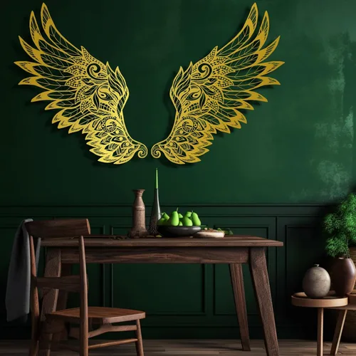Vista 4 de Decoración de pared de alas de ángel de metal, decoración de pared de alas de ángel grandes, ángel de la guarda, escultura de pared de ángel, alas