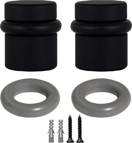 Vista 10 de Design House 189290-MB - Protector de pared para puerta con cuello de cisne con punta de goma, tapón de puerta de aluminio negro mate, paquete de 2
