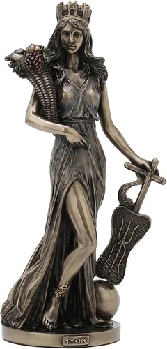 Vista 8 de Diseño Veronese Estatua de Tyche de 28,6 cm de la diosa griega de la fortuna y la prosperidad, resina de bronce fundido en frío, decoración