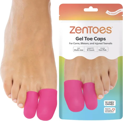 Vista 14 de ZenToes Paquete de 6 protectores de gel para los dedos de los pies, amortigua y protege para proporcionar alivio de uñas perdidas o encarnadas, Beige