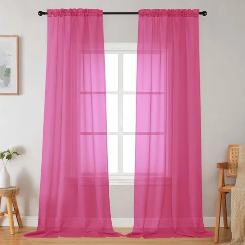 Vista 105 de 2 paneles de cortinas traslúcidas blancas para dormitorio, sala de estar, 96 pulgadas de largo, modernas, suaves, ligeras, con bolsillo para barra