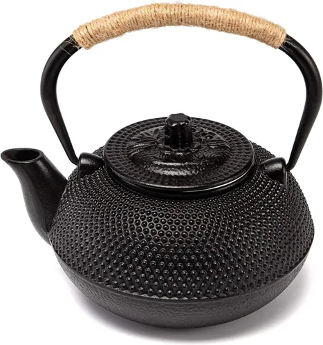 Vista 11 de Tetera de hierro fundido suyika Tetsubin japonesa con infusor de acero inoxidable para olla de uso en estufa segura con interior esmaltado 22 oz/650