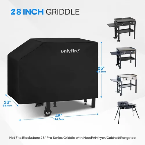Vista 2 de Onlyfire - Cubierta de plancha para parrilla Blackstone de 28 pulgadas, 600D resistente Rip-Proof, Flat Top Grill Cover for Blackstone 2 Burner