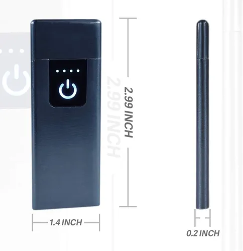 Vista 3 de Encendedor inteligente con sensor de huellas dactilares, sin llama, resistente al viento, encendedor de cigarrillos de doble cara, encendedor Negro
