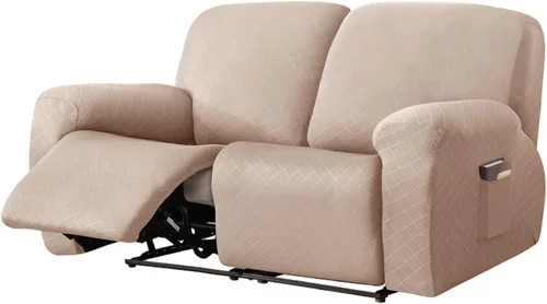 Vista 38 de vctops Funda reclinable con diamantes de 4 piezas, funda elástica para sofá reclinable de 1 plaza, protector suave y sólido para muebles con correa