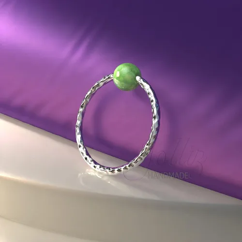 Vista 9 de Piercing de hélice de plata martillada con ópalo de 0.118 in