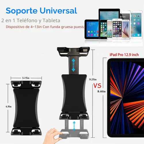 Vista 7 de Soporte con Abrazadera para Tableta iPad en Manillar de Cinta de Correr y Bicicleta para Bicicleta Estática, Elíptica, Bicicleta Spinning Peloton