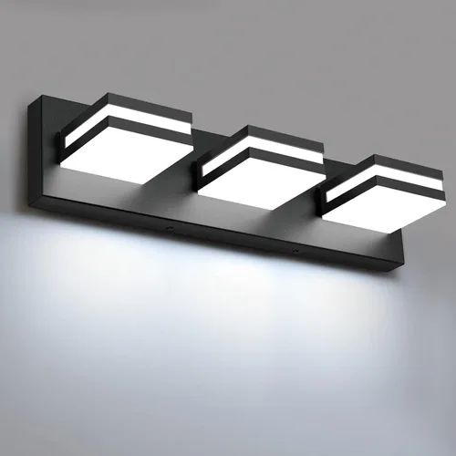 Vista 18 de IZORRO Luces LED modernas para baño (8 luces, regulables), iluminación de pared acrílica blanca mate, luces de tocador para baño sobre espejo, 6000