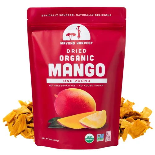 Vista 20 de Mavuno Harvest Paquete variado de frutas secas orgánicas, mango seco, papaya, piña, plátano, yaca y mezcla tropical, saludable, vegano, sin azúcar