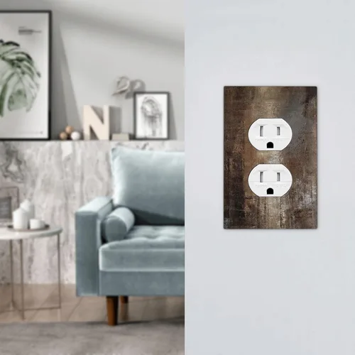 Vista 7 de Taupe Beige Marrón Gris Abstracto Arte 1-Banda Interruptor de Luz Doble de Recepción Placa de Pared Toma Cubiertas Eléctricas Decorativas Modernas