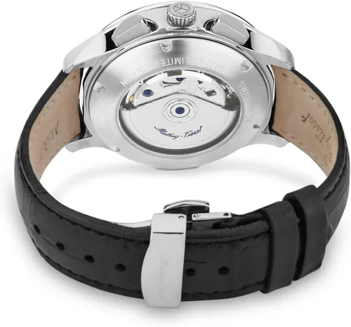 Vista 4 de Mathey-Tissot Edmond Chrono cronógrafo automático con esfera negra reloj para hombre H1886CHATAN, Cronógrafo