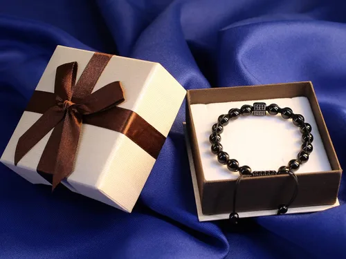 Vista 7 de COAI Pulsera de piedra turmalina negra pavimentada CZ