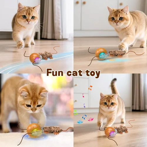 Vista 7 de Pelota de juguete interactiva para gatos, juguete interactivo automático para gatos diseñado por ratones, una pelota móvil para gatos, juguetes