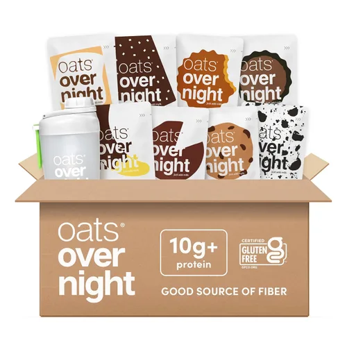 Vista 9 de Oats Overnight Paquete Variado de Chocolate - Batido de Proteína para Desayuno Alto en Proteína y Alto en Fibra - Avena Sin Gluten, Avena Alta