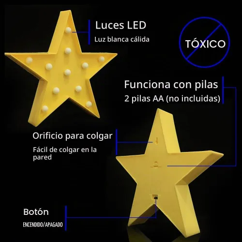 Vista 6 de Luz nocturna LED de marquesina, con forma de estrella, funciona con pilas, lámpara de mesa para niños, bebé, niño, regalo de niña, cuarto de bebé