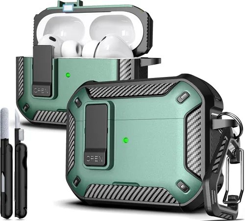 Vista 36 de R-fun Funda de carga compatible con AirPods de 2ª generación 2019, 1ª generación 2016, protección completa contra caídas, tapa desplegable