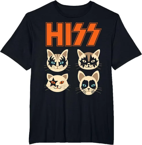 Vista 68 de Camiseta Hiss Funny Cats Kittens Rock Rockin, Negro