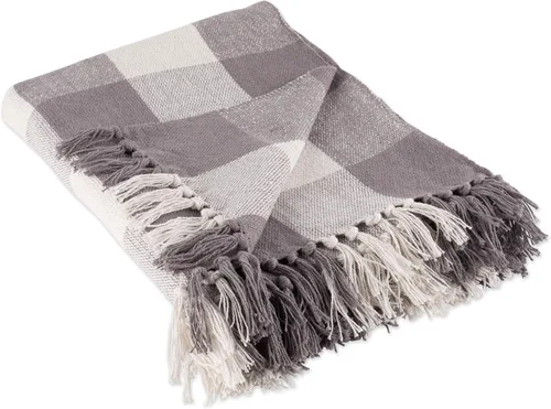 Vista 21 de DII Buffalo Check Collection - Manta rústica de granja con borlas, 50 x 60 pulgadas, color negro y blanco