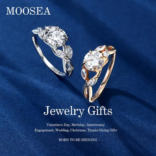 Vista 2 de MOOSEA Willow Moissanite Engagement Rings for Women, 1.2ct D Color VVS1 Clarity Lab Created Moissanite Wedding Ring 925 Sterling Silver Solid Twig