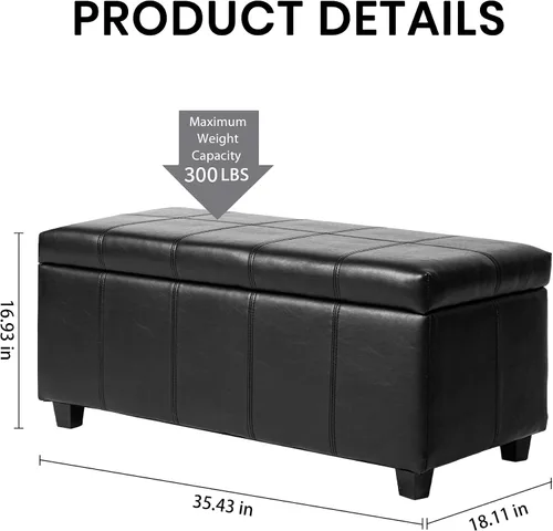 Vista 3 de CangLong Banco otomano de almacenamiento Damara Lift-Top de 36 pulgadas con tapicería de PU