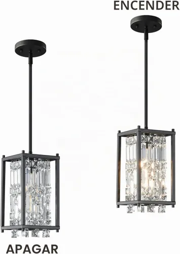 Vista 7 de LMQNINE Modernas lámparas colgantes negras para isla de cocina, lámpara de araña de cristal, iluminación colgante ajustable de granja para comedor